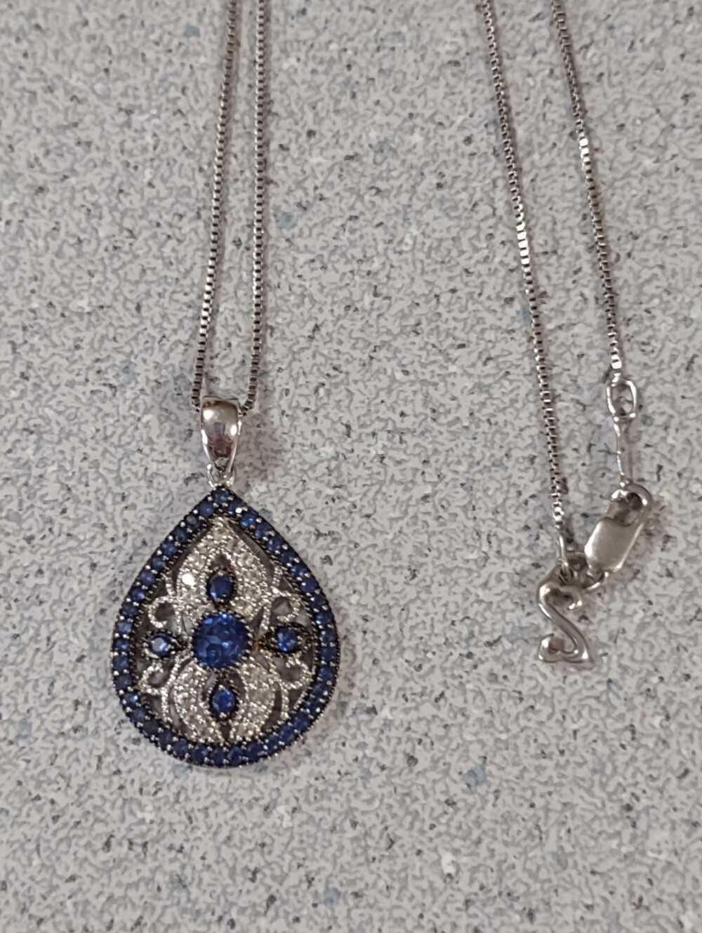 Created Sapphire Necklace-Sept Birthstone